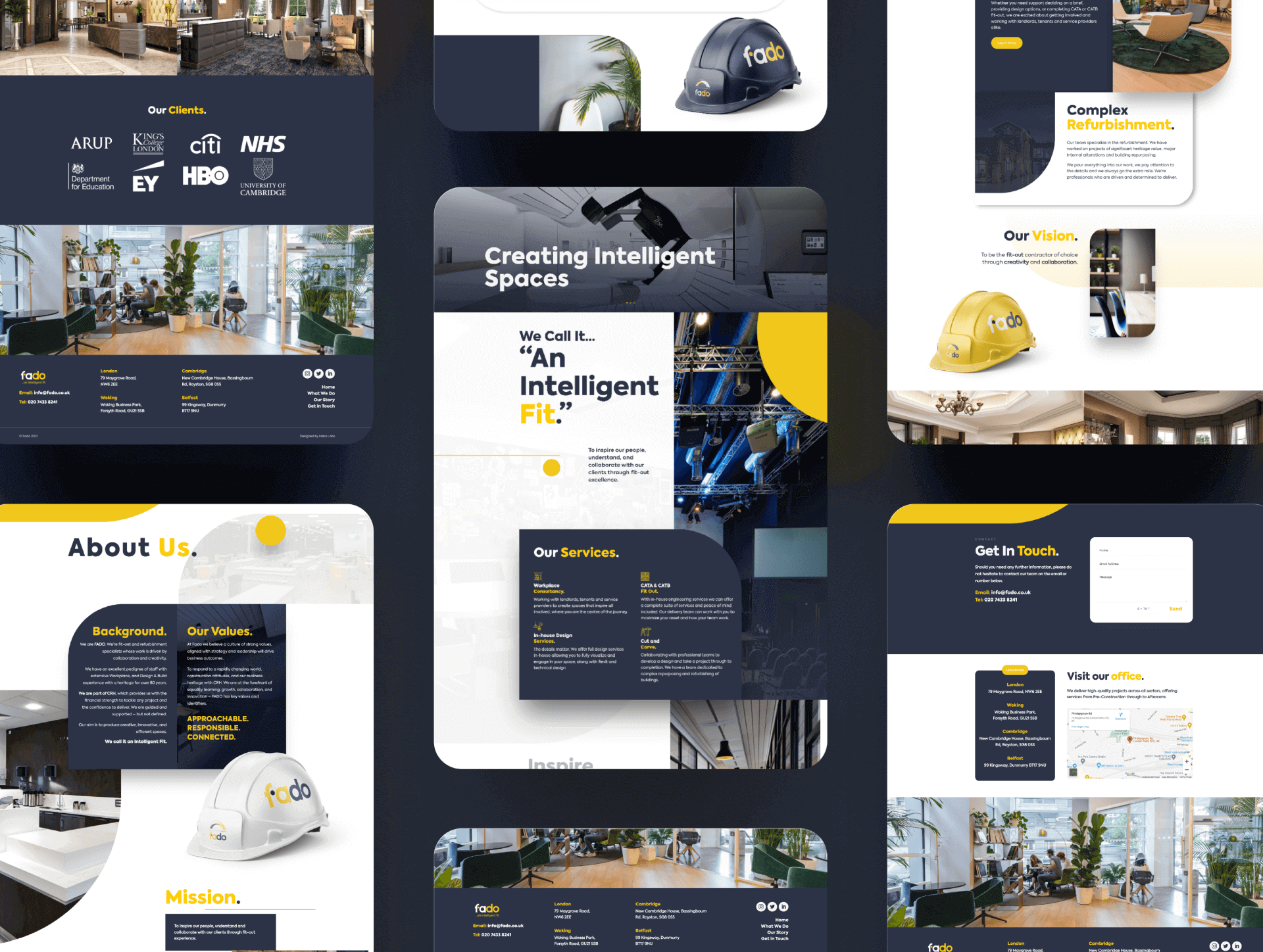 A collage of pages from the new Fado website